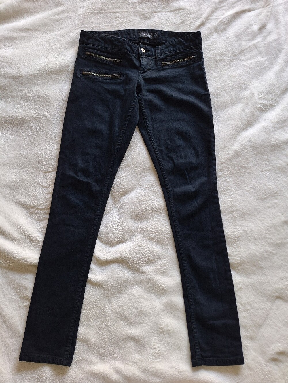 Kill City Women's Black Biker Skinny Jeans Size 28x32 Multi Zip Detail Punk Alt